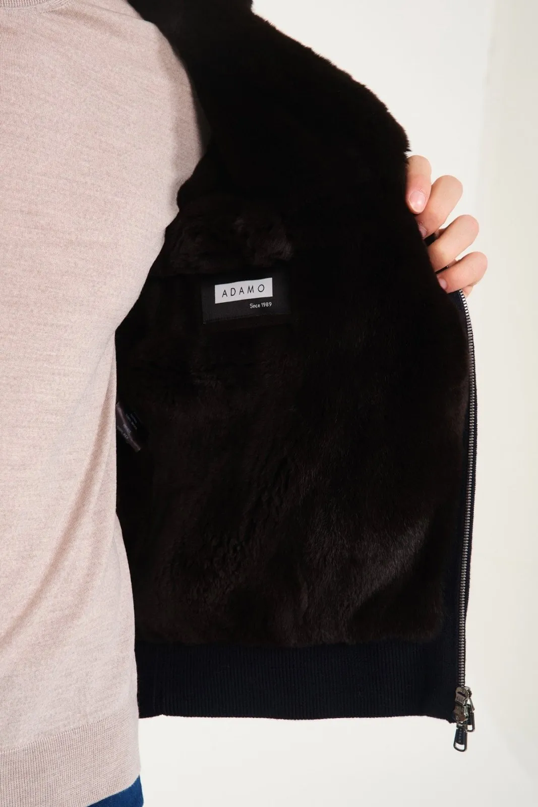 Dark Blue Wool & Rex Fur Knit Vest