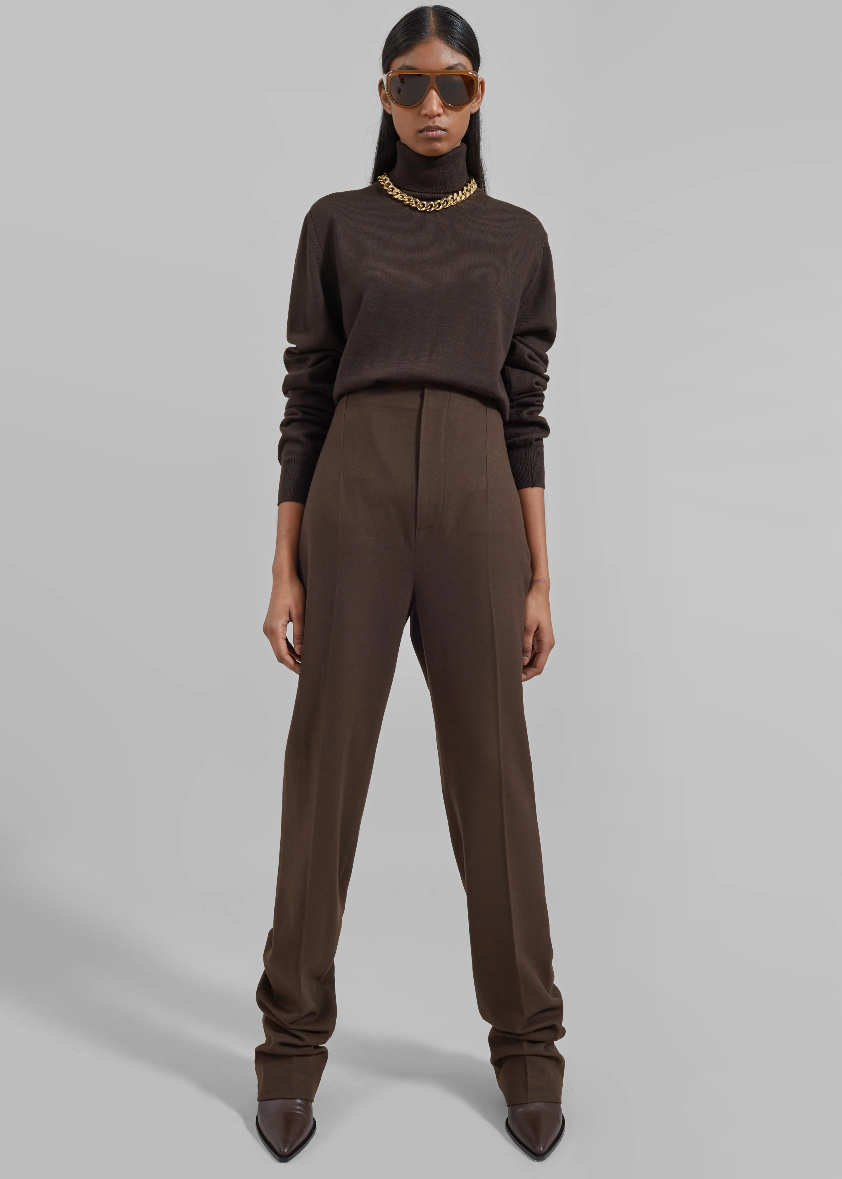 Eve Thin Turtleneck Sweater - Dark Brown