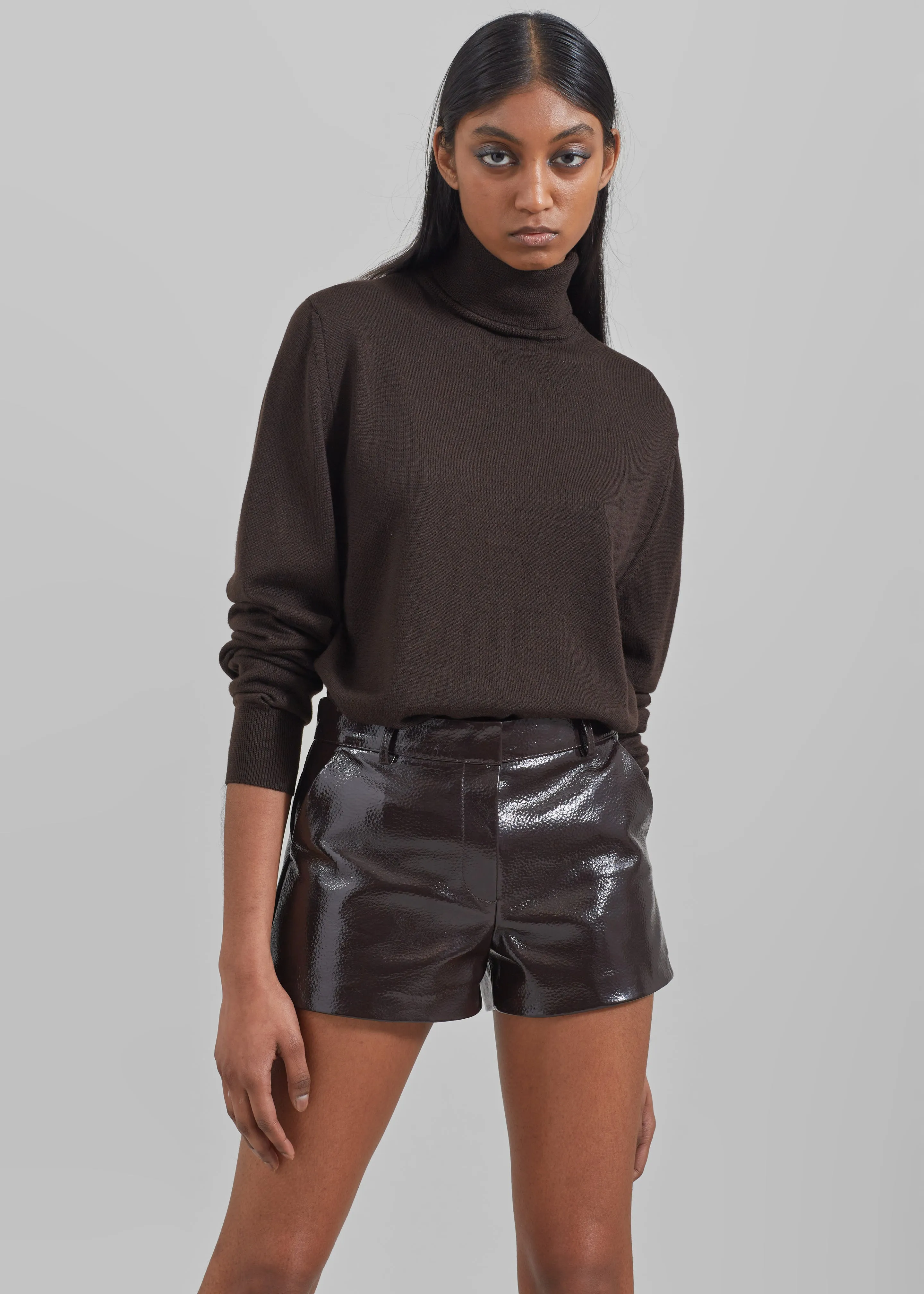 Eve Thin Turtleneck Sweater - Dark Brown