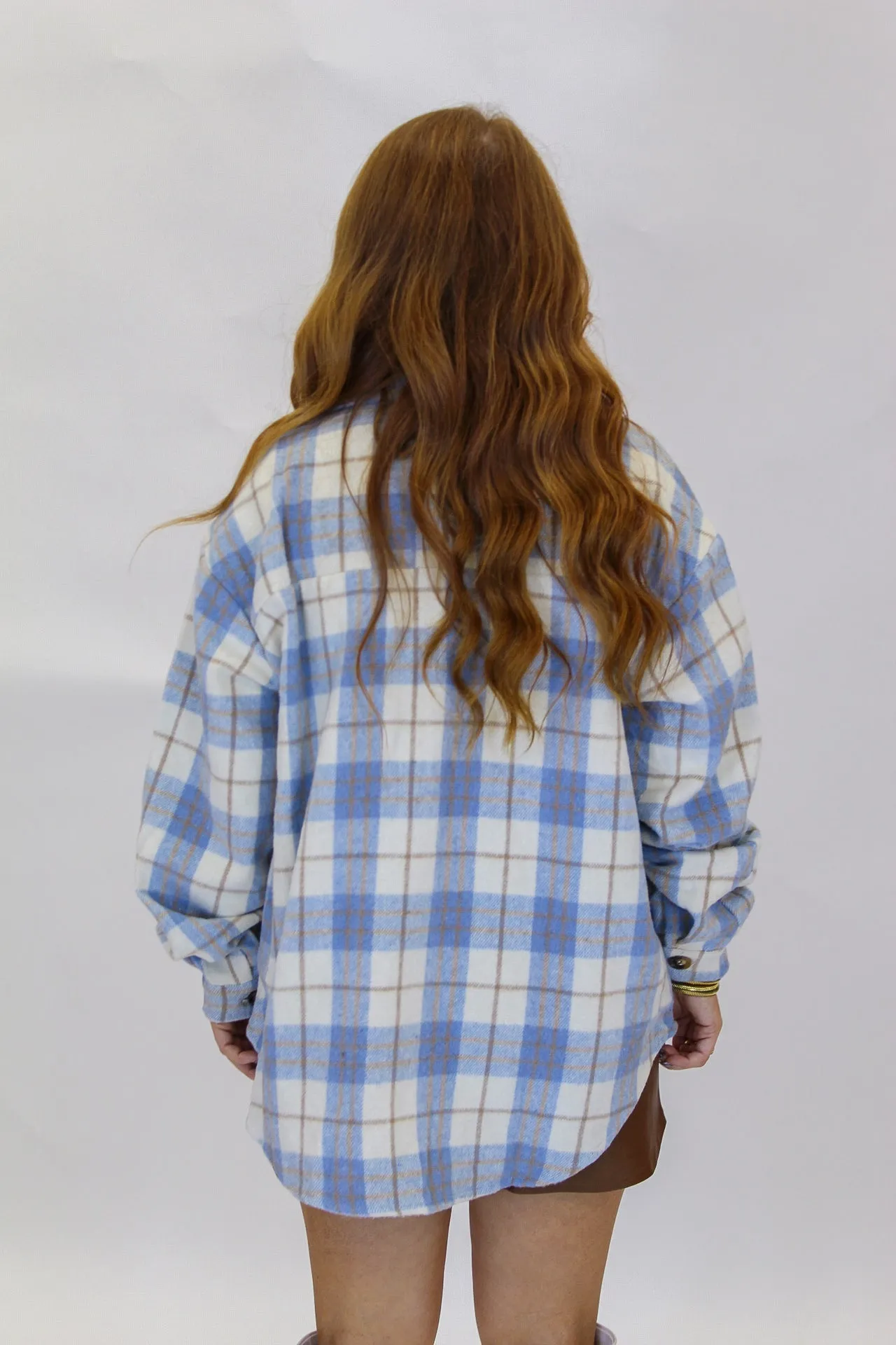 Neo Plaid Oversized Jacket- Blue