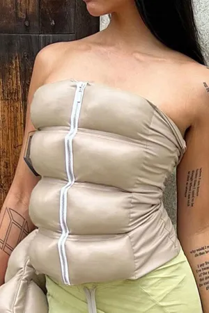 Strapless Block Cotton Jacket